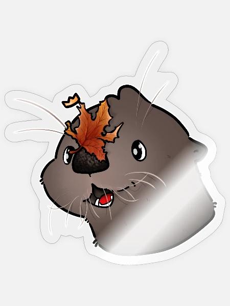 Tazz spricht | Autumn Leaf Joey, der Otter-Witz - Sticker Größe S (10 x 10 cm) - Transparent glänzend