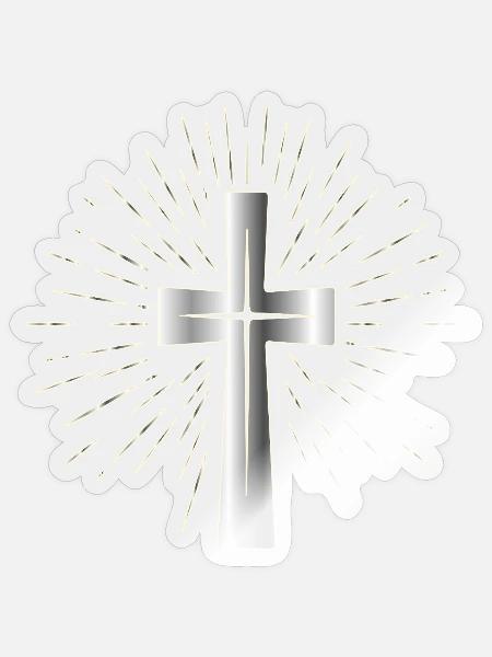 Christlicher Glaube, Symbol Kreuz - Sticker Größe S (10 x 10 cm) - Transparent glänzend