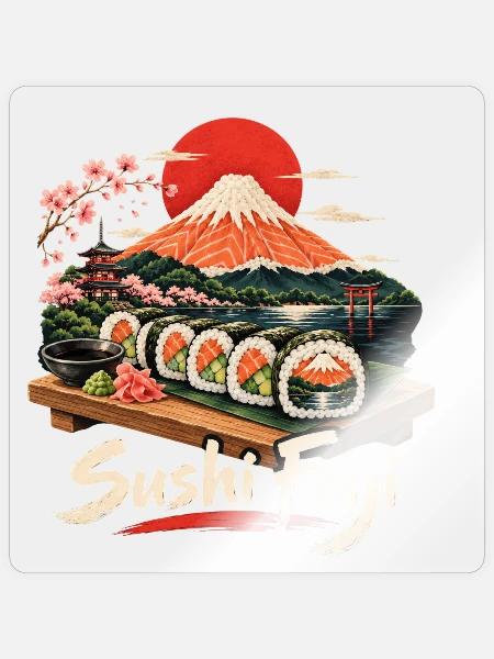 Sushi-Berg Fuji - Sticker Größe S (10 x 10 cm) - Transparent glänzend