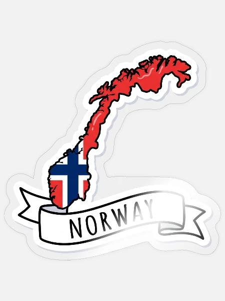 Norway Norwegen Karte Flagge Skandinavien T-Shirt - Sticker Größe S (10 x 10 cm) - Transparent glänzend