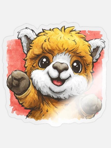 Lächelnder Kuschel Alpaka - Sticker Größe S (10 x 10 cm) - Transparent glänzend