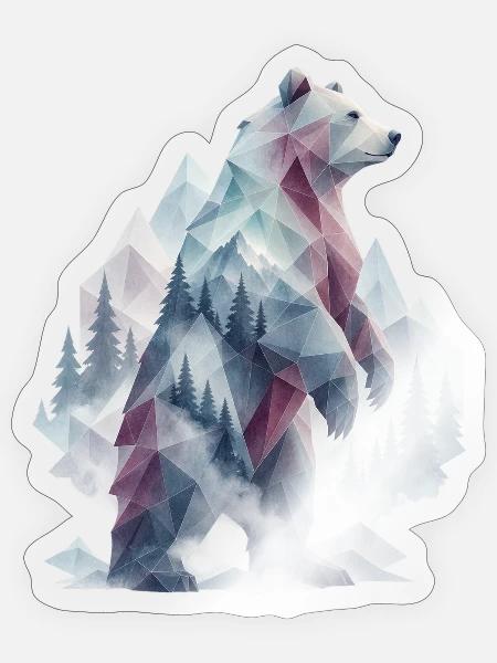 Polygonbär im Gebirge - Sticker Größe S (10 x 10 cm) - Transparent glänzend