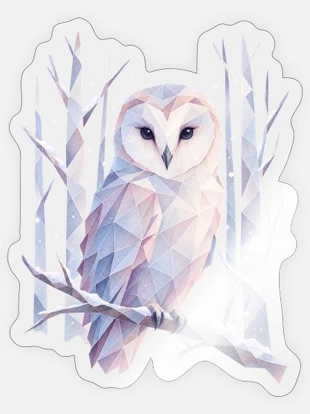 PolygonEule im Pastellwald - Sticker Größe S (10 x 10 cm) - Transparent glänzend