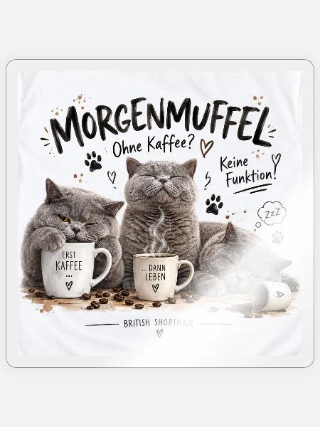 Morgenmuffel Britische Katzenkaffee BKH - Sticker Größe S (10 x 10 cm) - Transparent glänzend
