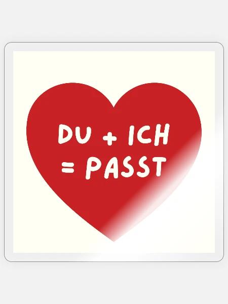 Du & Ich Herz passt - Sticker Größe S (10 x 10 cm) - Transparent glänzend