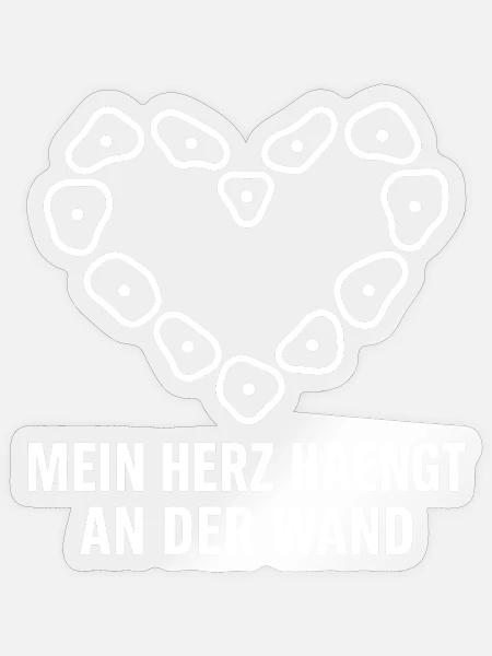 Mein Herz Hängt An Der Wand Klettern Bouldern - Sticker Größe S (10 x 10 cm) - Transparent glänzend