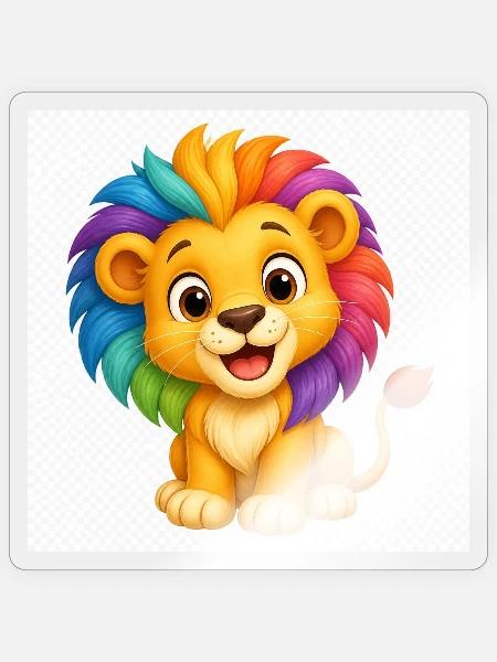 Regenbogenlöwe Farbspiel - Sticker Größe S (10 x 10 cm) - Transparent glänzend