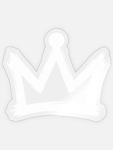 Handgezeichnete Krone in Weiß - Sticker Größe S (10 x 10 cm) - Transparent glänzend