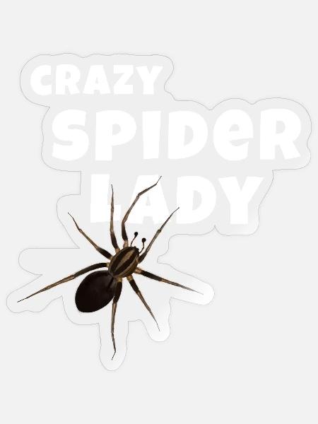 Crazy Spider Lady - Spinnen Liebhaberin - Sticker Größe S (10 x 10 cm) - Transparent glänzend