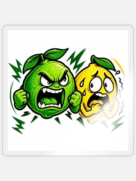 Wütende Limette & Zitrone - Sticker Größe S (10 x 10 cm) - Transparent glänzend
