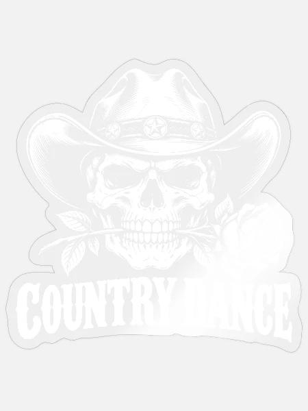 Country Dance Mode Cowboy Skull - Sticker Größe S (10 x 10 cm) - Transparent glänzend