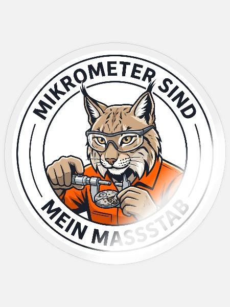 Mikromechaniker Luchs & Mikrometer - Sticker Größe S (10 x 10 cm) - Transparent glänzend