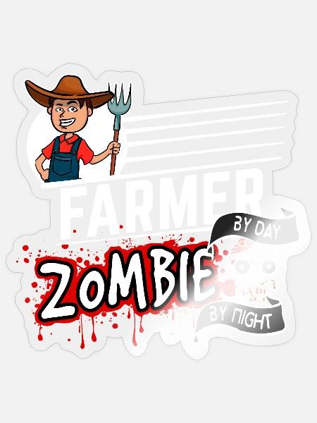 Farmer by day Zombie by night - Bauer - Sticker Größe S (10 x 10 cm) - Transparent glänzend