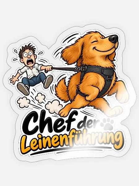 Chef der Leinenführung - Sticker Größe S (10 x 10 cm) - Transparent glänzend