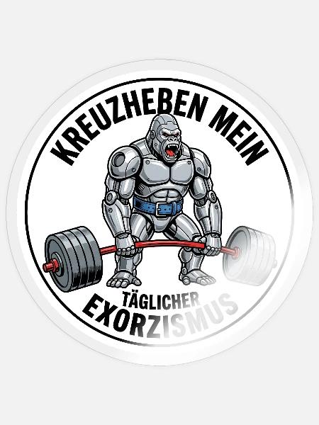 Exorzismus Kreuzheben Powerlifter Workout - Sticker Größe S (10 x 10 cm) - Transparent glänzend