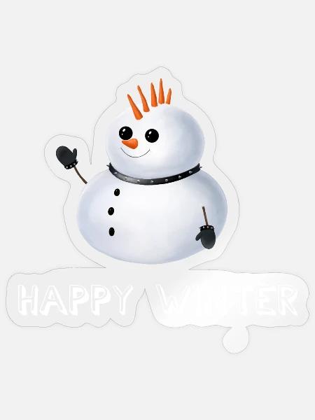 Happy Winter - Punk Schneemann - Sticker Größe S (10 x 10 cm) - Transparent glänzend