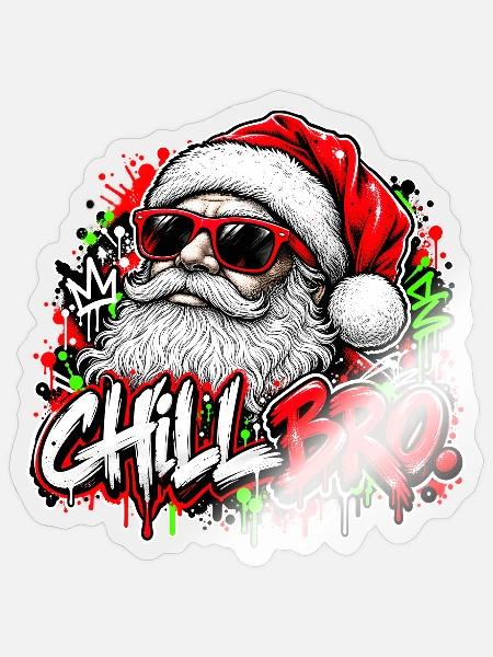 Chill Bro Entspannter Weihnachtsmann Mit - Sticker Größe S (10 x 10 cm) - Transparent glänzend
