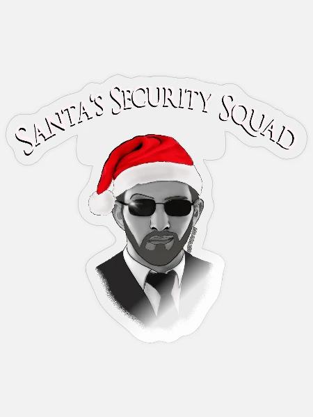 Santa's Security Squad - Bodyguard mit Mütze - Sticker Größe S (10 x 10 cm) - Transparent glänzend