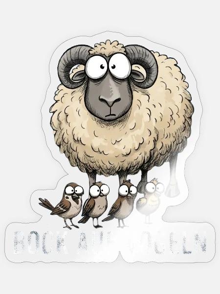 Lustiger Schafsbock: Bock auf Vögeln - Sticker Größe S (10 x 10 cm) - Transparent glänzend
