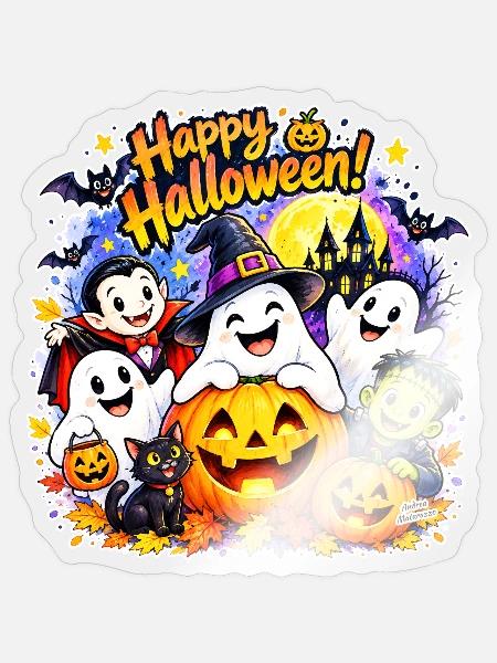 Frohes Halloween! Magische Lächeln - Sticker Größe S (10 x 10 cm) - Transparent glänzend