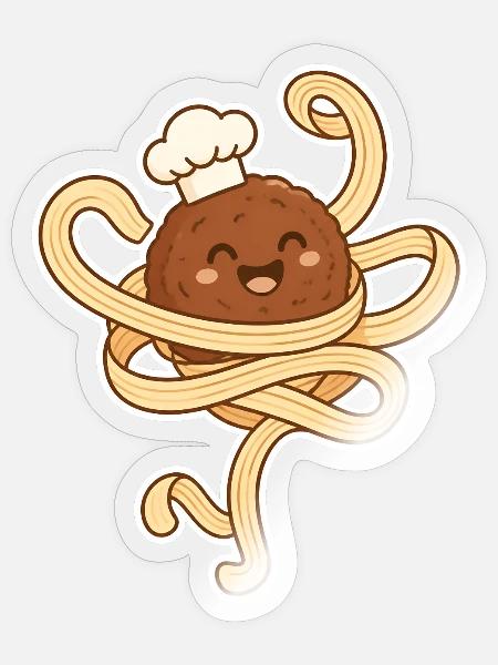 Tanzende Spaghetti mit Fleischbällchen T-Shirt - Sticker Größe S (10 x 10 cm) - Transparent glänzend