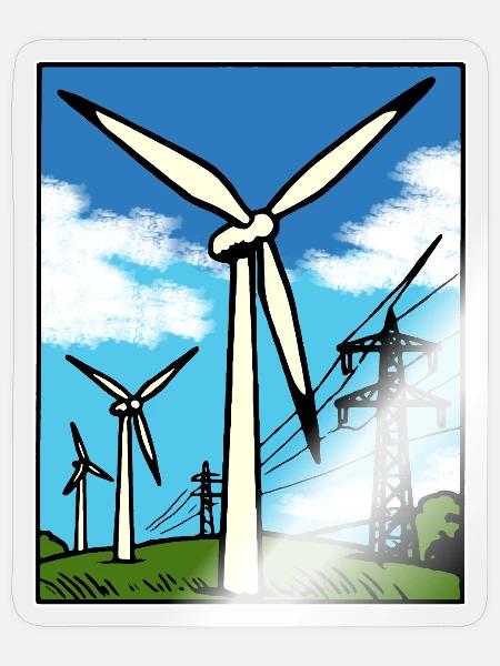 Windkraft - Sticker Größe S (10 x 10 cm) - Transparent glänzend