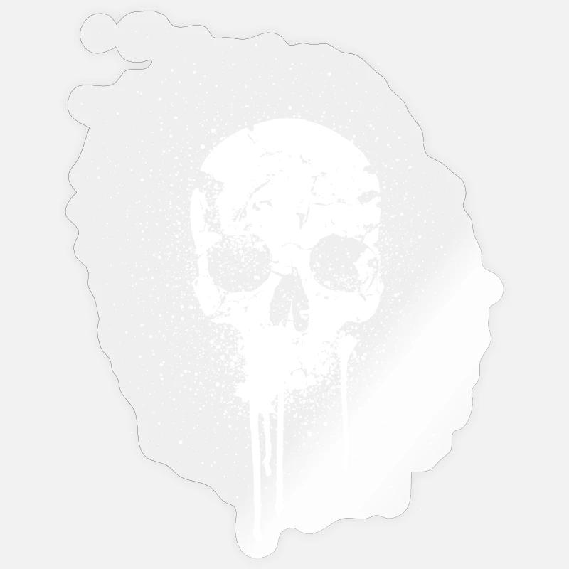 crâne blanc - Sticker taille S (10 x 10 cm) - brillant transparent