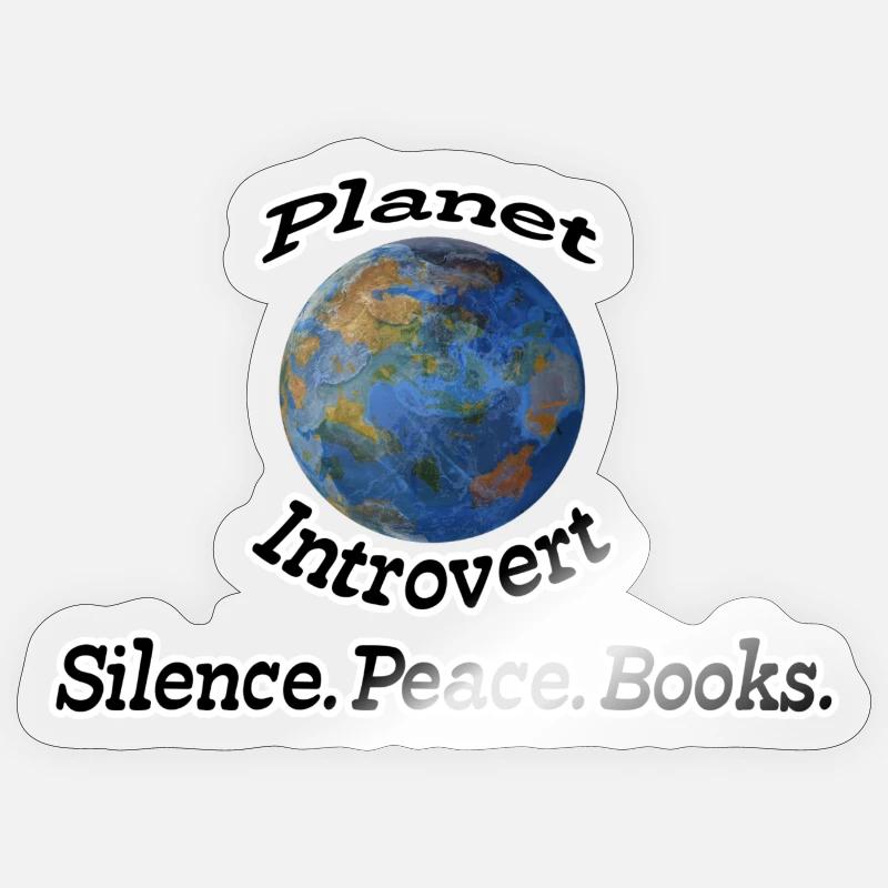 Planet Introvert Nerd, Fun, Geschenk Sprüche, Buch Sticker Größe S (10 x 10 cm)