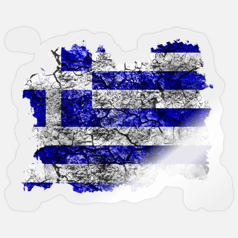Drapeau de la Grèce Vintage - Sticker taille S (10 x 10 cm) - brillant transparent