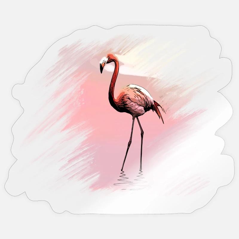 flamant - Sticker taille S (10 x 10 cm) - brillant transparent