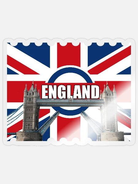 Turmbrücke mit England-Flagge - Sticker Größe S (10 x 10 cm) - Transparent glänzend