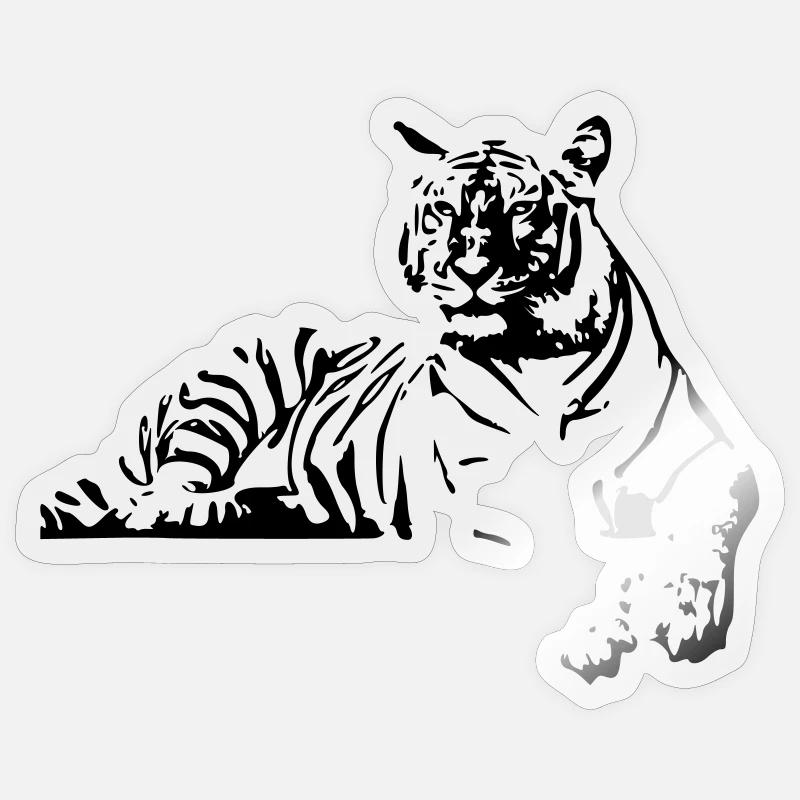 Tiger in Ruhe - Shere Khan - Sticker Größe S (10 x 10 cm) - Transparent glänzend