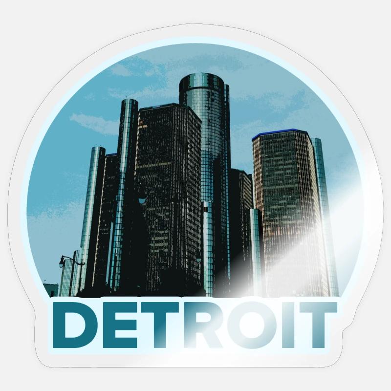 Detroit Stadtskyline Abzeichen Sticker Größe S (10 x 10 cm)