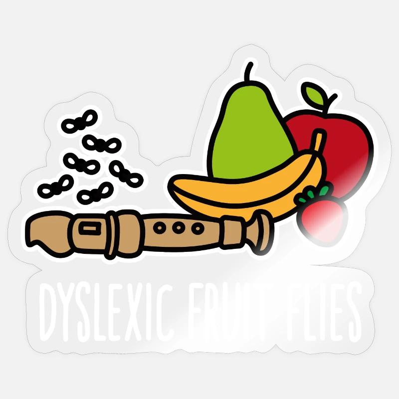 Dyslexia Dyslexic fruit flies Dyslexic - Sticker size S (10 x 10 cm) - transparent glossy
