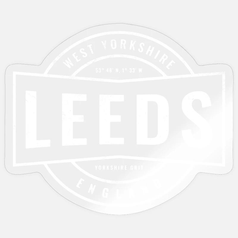 Conception du timbre Leeds, Angleterre - Sticker taille S (10 x 10 cm) - brillant transparent