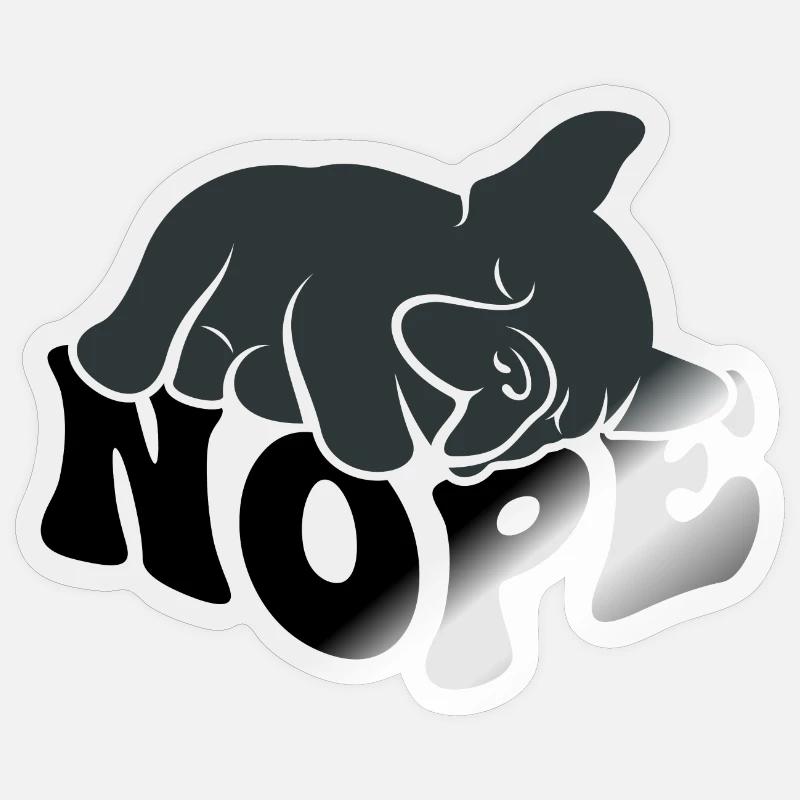 Bulldog Nope - Sticker taille S (10 x 10 cm) - brillant transparent