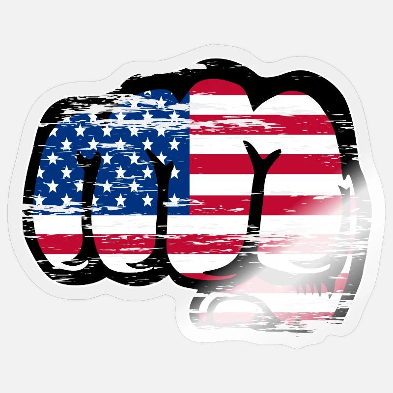 Drapeau des États-Unis Poing à main utilisé Sticker taille S (10 x 10 cm)