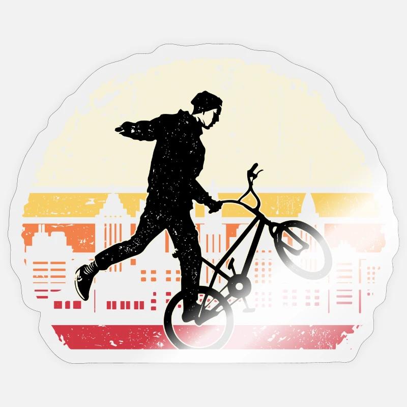 Sunset BMX Wheelie Silhouette - Sticker Größe S (10 x 10 cm) - Transparent glänzend