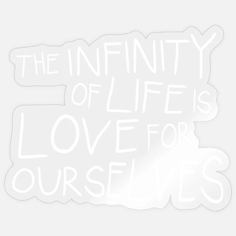 INFINITY 09 words white - Sticker Größe S (10 x 10 cm) - Transparent glänzend