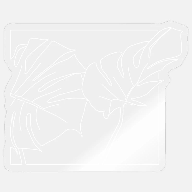 Feuilles de Monstera en blanc - Sticker taille S (10 x 10 cm) - brillant transparent