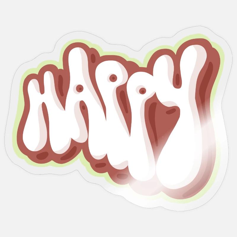 Happy - Sticker Größe S (10 x 10 cm) - Transparent glänzend