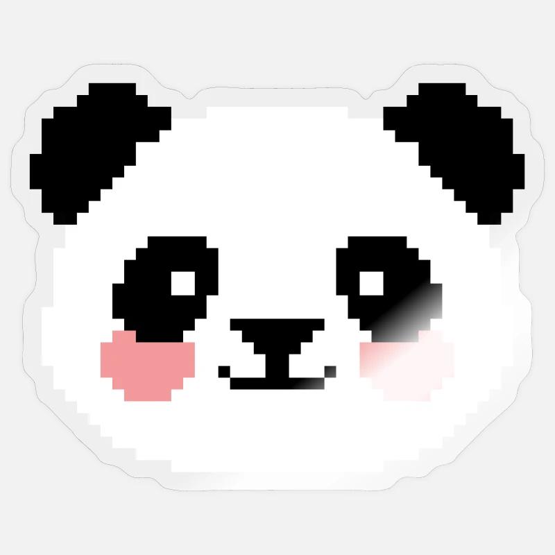 Panda 8 bits - Sticker taille S (10 x 10 cm) - brillant transparent