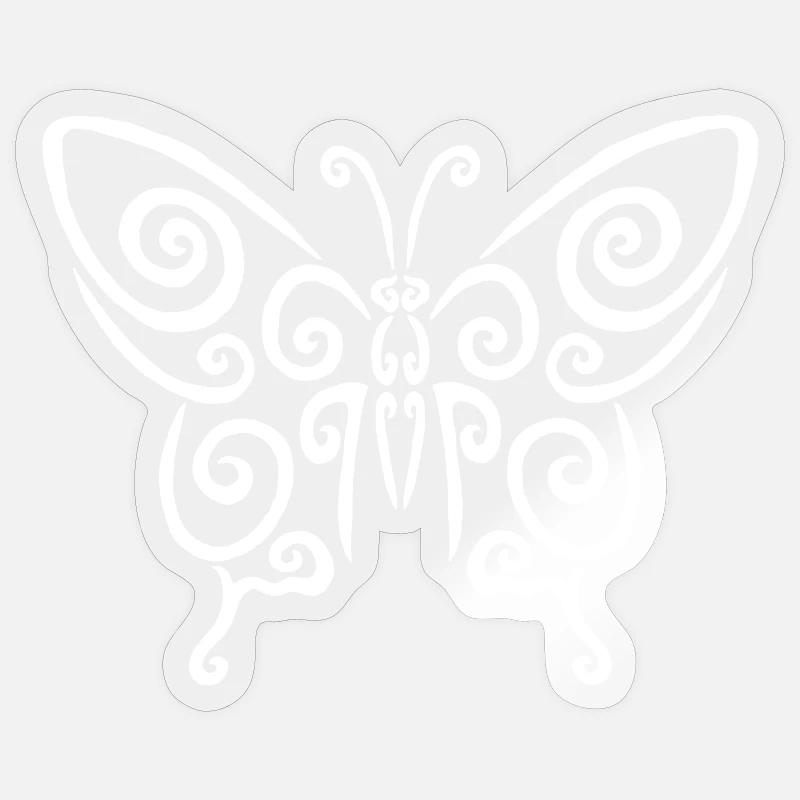 Symbole d'un papillon blanc - Sticker taille S (10 x 10 cm) - brillant transparent