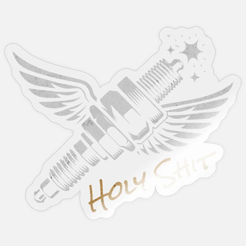 HOLY SHIT Winged Spark Plug Sticker size S (10 x 10 cm)
