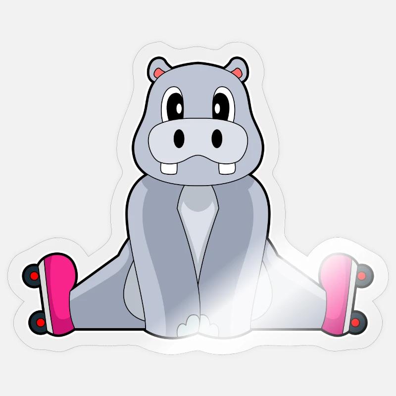 Nilpferd Inline skating Rollschuhe - Sticker Größe S (10 x 10 cm) - Transparent glänzend