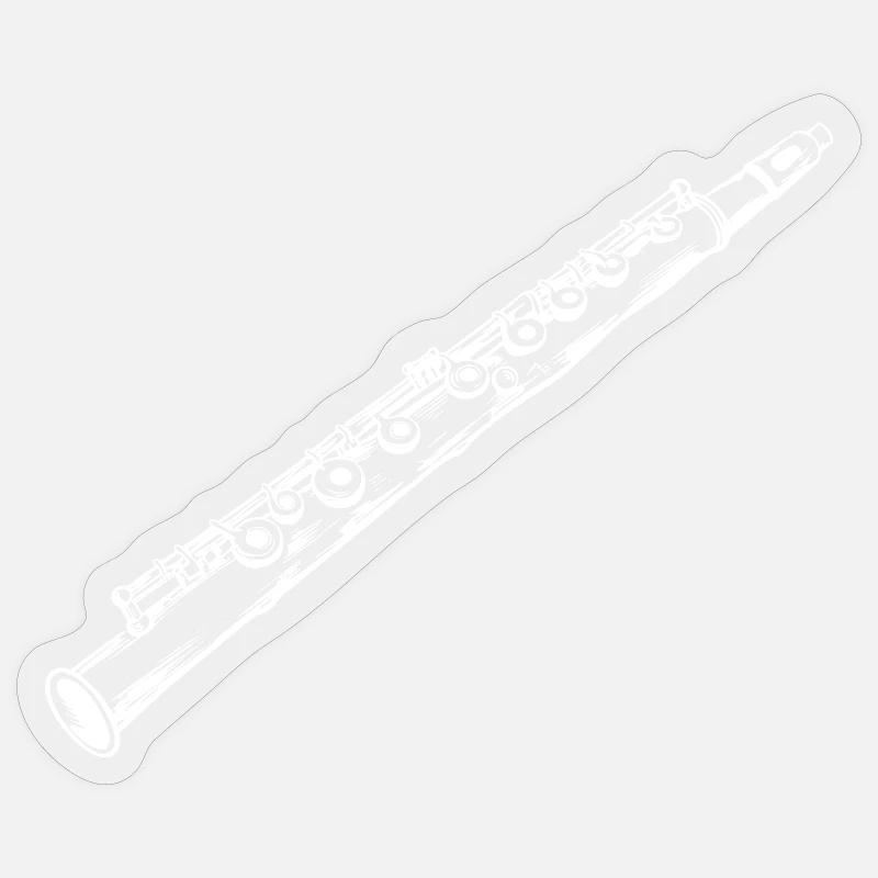 Flute Drawing - Sticker size S (10 x 10 cm) - transparent glossy