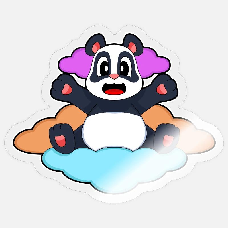 Panda Wolken - Sticker Größe S (10 x 10 cm) - Transparent glänzend