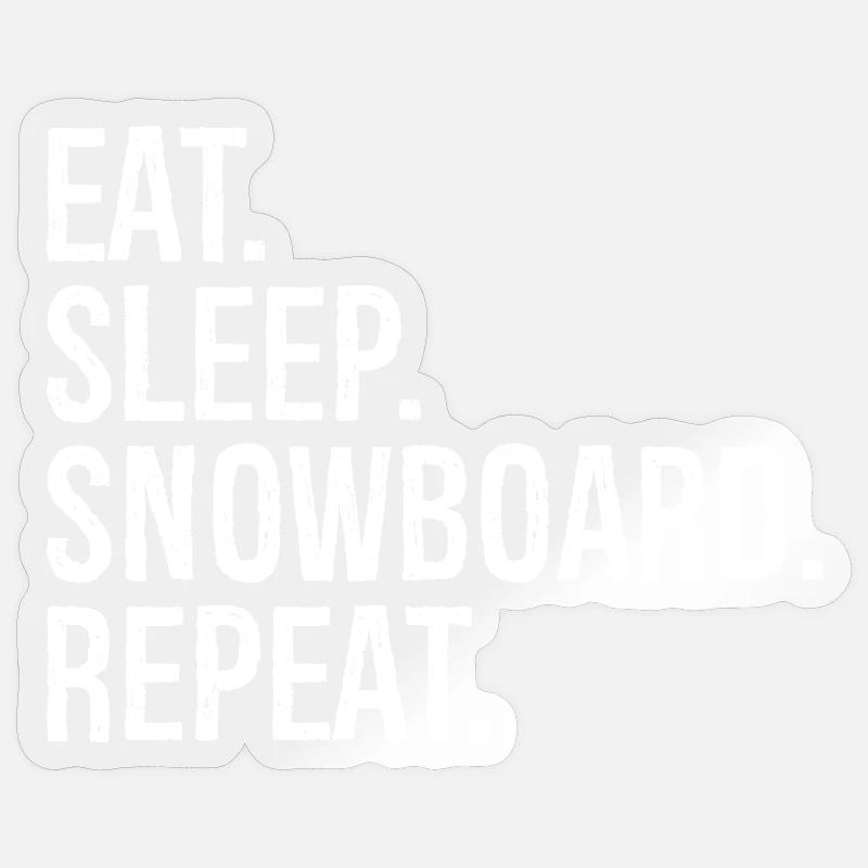 Eat Sleep Snowboard Répéter - Sticker taille S (10 x 10 cm) - brillant transparent