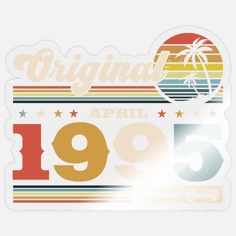 30. Geburtstag Geschenk Mann Original April 1995 - Sticker Größe S (10 x 10 cm) - Transparent glänzend