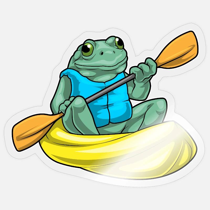 Frosch Kayak Paddel - Sticker Größe S (10 x 10 cm) - Transparent glänzend